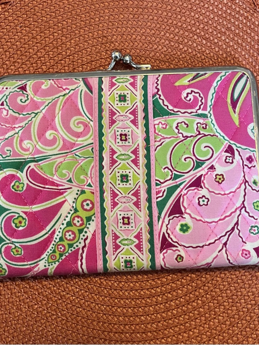 Vintage Vera Bradley Pink & Green Quilted Kiss-Lock Photo Album 4”x6”